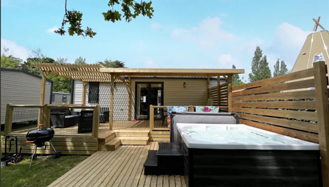 mobile home Cottage for rent 3 bedrooms jacuzzi spa campsite Kost Ar Moor fouesnant brittany - Camping Kost Ar Moor - Fouesnant