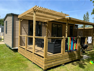 Cottage mobile home for rent premium garden side camping Kost Ar Moor fouesnant brittany