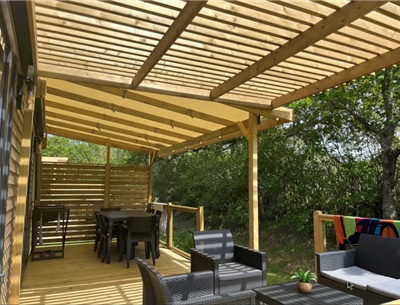 Cottage mobile home for rent premium garden side camping Kost Ar Moor fouesnant brittany