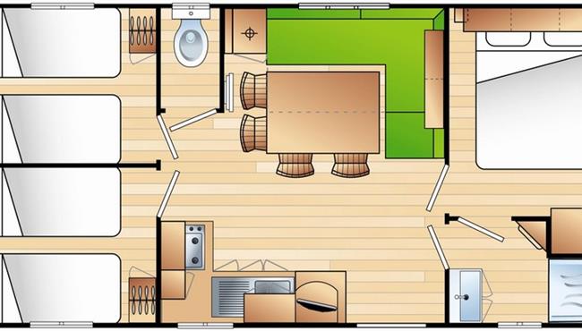 Family mobile home for rent at Kost Ar Moor campsite in Fouesnant