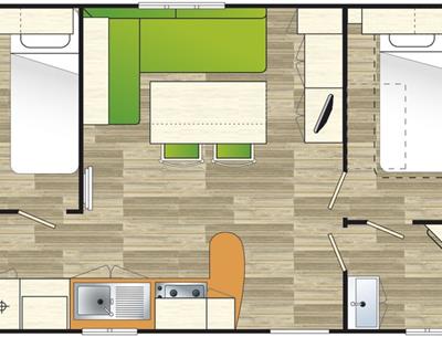 Grand Confort mobile home for rent at KostArMoor campsite in Fouesnant