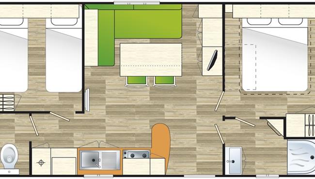 Grand Confort mobile home for rent at KostArMoor campsite in Fouesnant