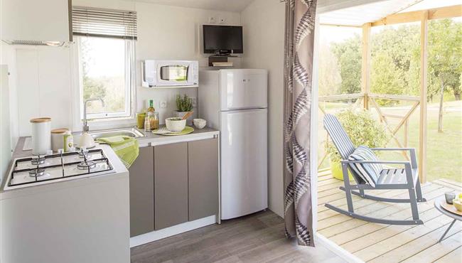 kitchen mobile home Panorama campsite Kost-Ar-Moor