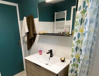 bathroom of the apartment for 2 people in Fouesnant - camping kost ar moor