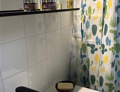 bathroom of the apartment for 2 people in Fouesnant - camping kost ar moor
