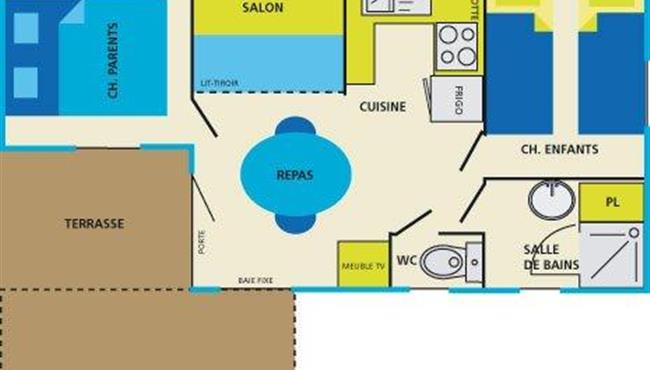 Pacifique mobile home for rent at KostArMor campsite in Fouesnant