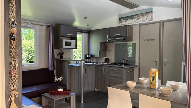 mobile home Cottage for rent 2 bedrooms jacuzzi spa campsite Kost Ar Moor fouesnant brittany