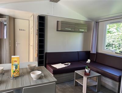 mobile home Cottage for rent 2 bedrooms jacuzzi spa campsite Kost Ar Moor fouesnant brittany