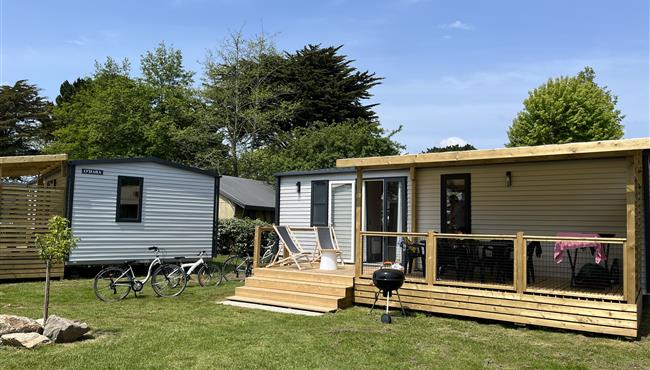 Cottage mobile home for rent 3 bedrooms camping Kost Ar Moor fouesnant brittany
